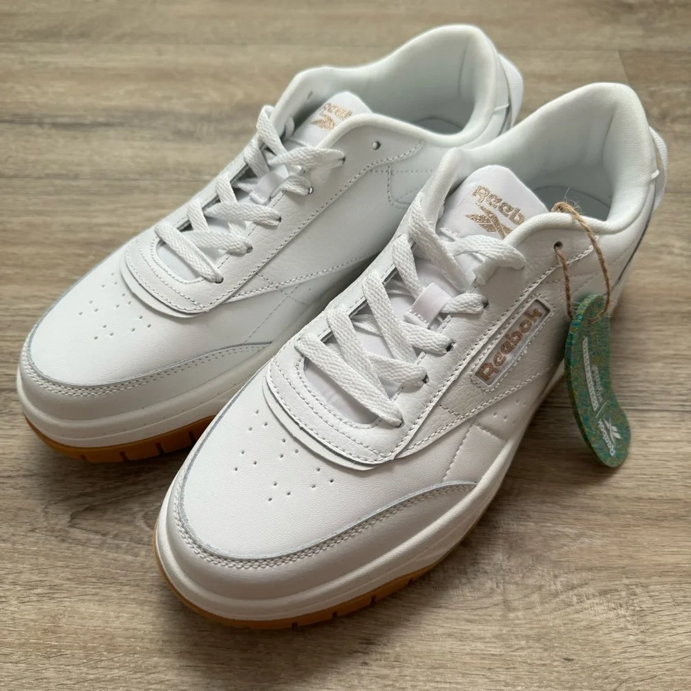 🆕 REEBOK Tech G Geo White Gold Gum Leather Sneakers - Picture 4 of 9